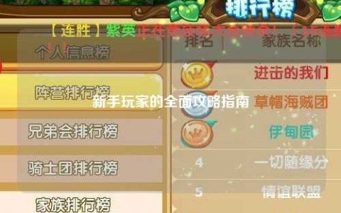 新手玩家的全面攻略指南